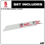 6" 18 TPI Sawzall Reciprocating Saw Blades - 5 Pack