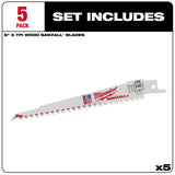 6" 5 TPI Sawzall Reciprocating Saw Blades - 5 Pack