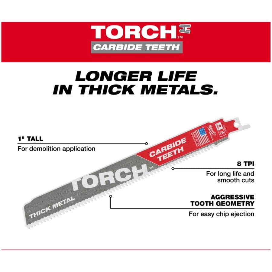 6" 7 TPI Sawzall The Torch Carbide Reciprocating Saw Blade