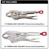 7" & 10" Curved Jaw Locking Pliers - with Maxbite, 2 Piece Set
