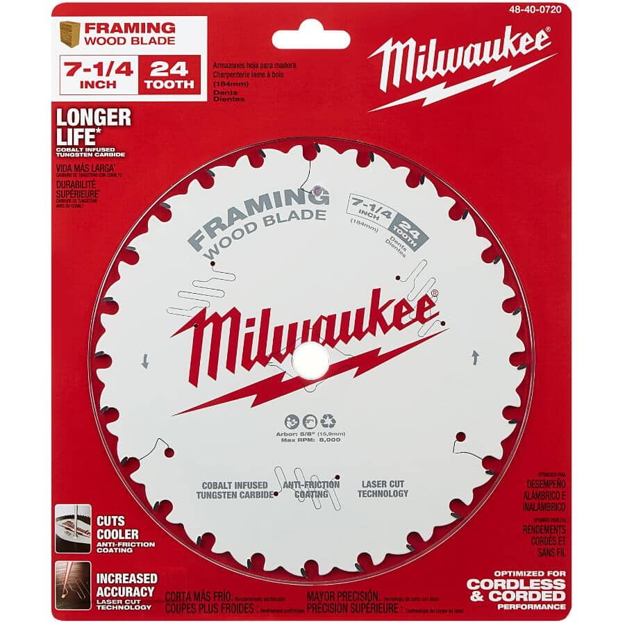 7-1/4" 24 Tooth Carbide Framing Circular Saw Blade