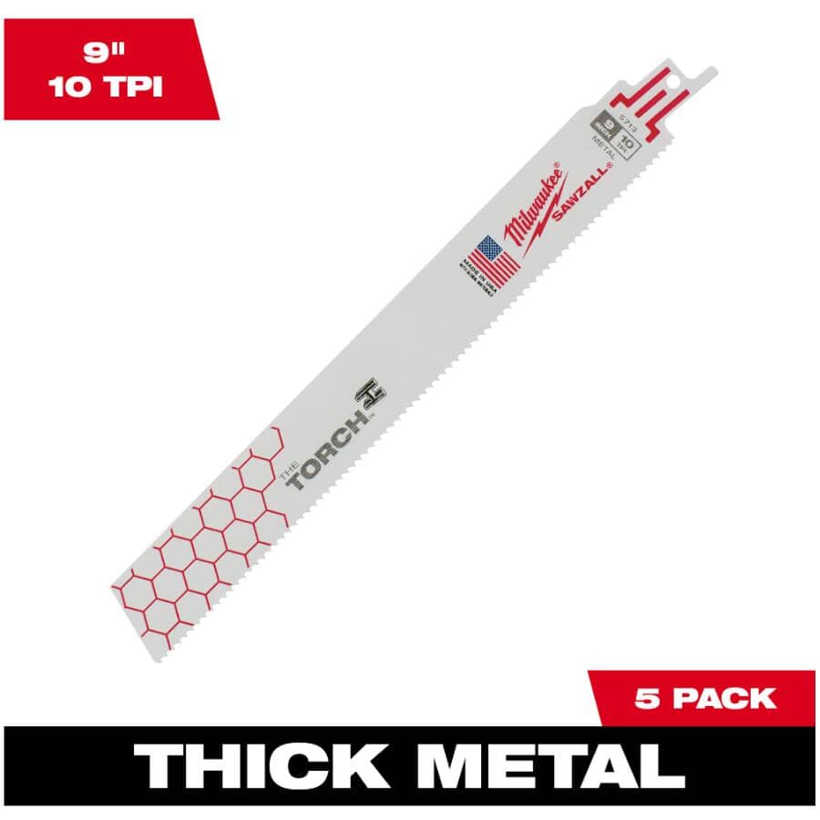 9" 10 TPI Sawzall The Torch Reciprocating Saw Blades - 5 Pack