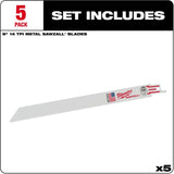 9" 14 TPI Sawzall Reciprocating Saw Blades - 5 Pack