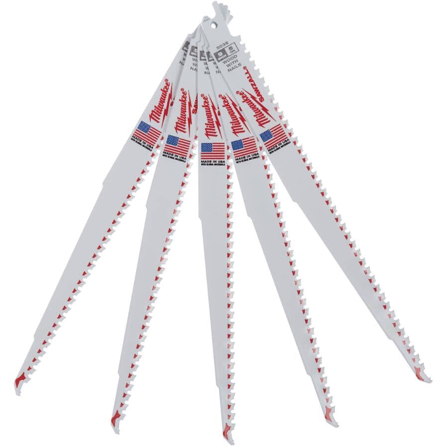 9" 5 TPI Sawzall Reciprocating Saw Blades - 5 Pack