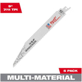 9" 7/11 Tooth Multi-Material Sawzall The Wrecker Reciprocating Saw Blades - 5 Pack