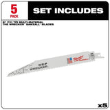 9" 7/11 Tooth Multi-Material Sawzall The Wrecker Reciprocating Saw Blades - 5 Pack