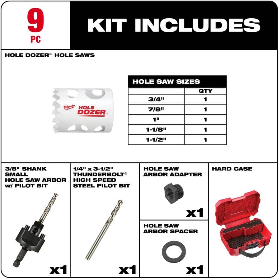 Hole Dozer General Purpose Hole Saw Set - 9 Piece