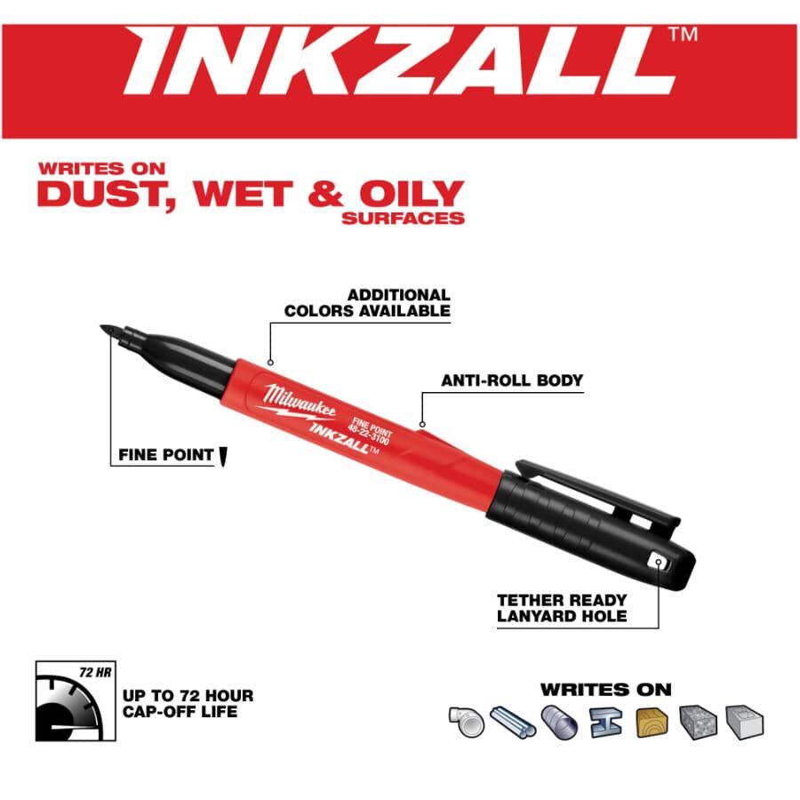 Inkzall Fine Point Coloured Markers - 4 Pack