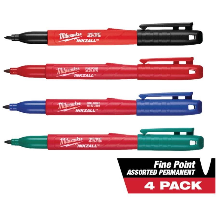 Inkzall Fine Point Coloured Markers - 4 Pack
