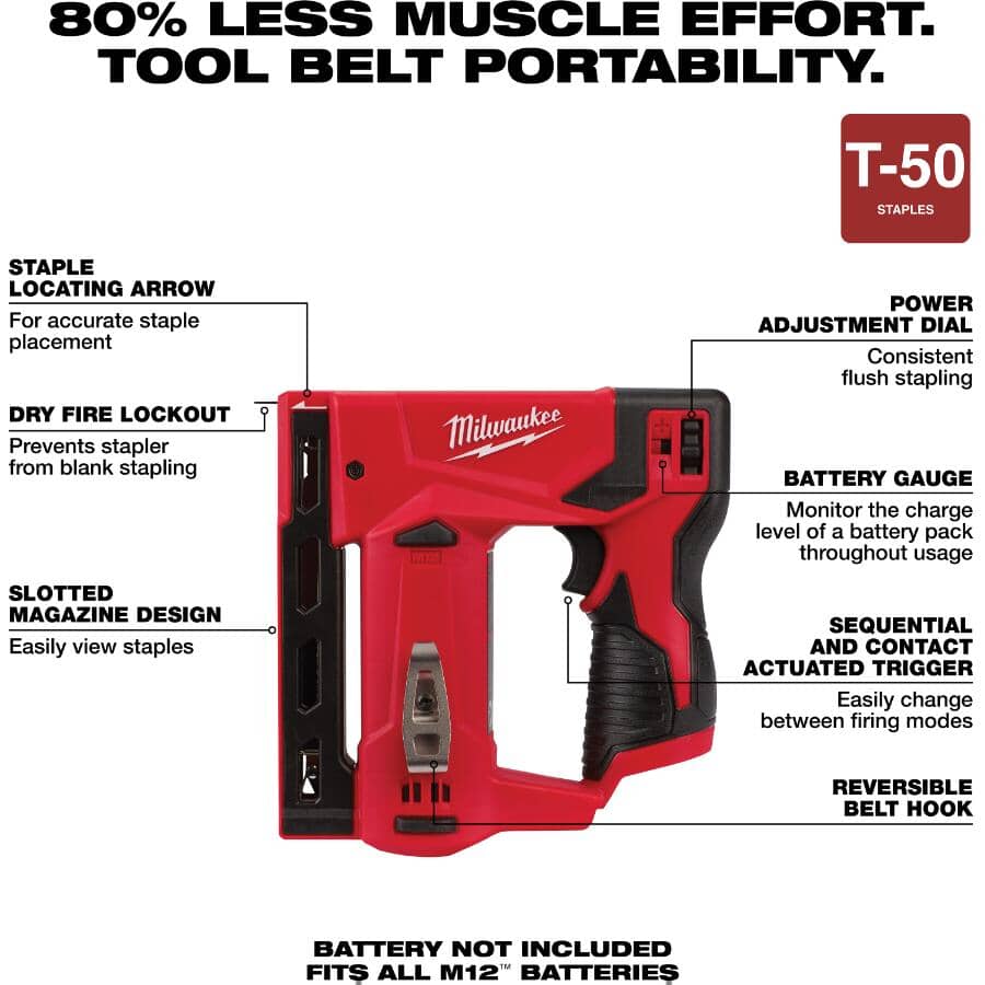 M12 Crown Stapler - 12V, 3/8", Tool only