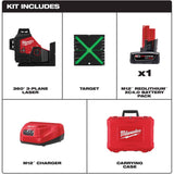 M12 Green 360 Degree 3-Plane Laser Level Kit