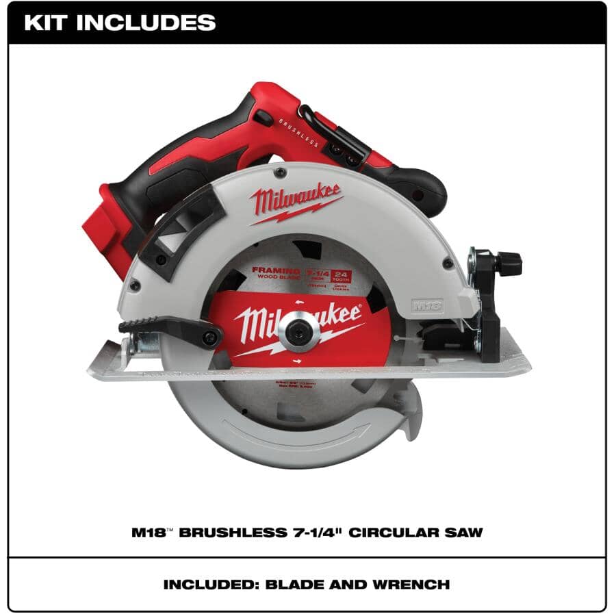 M18 18V 7-1/4" Cordless Circular Saw - Brushless, Tool Only