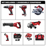 M18 18V Lithium-Ion Cordless Combo Tool Kit - Circular Saw, Cut-off Grinder, Hammer Drill Driver, Impact Driver , Sawzall & Work Light