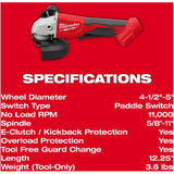 M18 Brushless 4-1/2" - 5" Cordless Cut-Off Grinder - with Paddle Switch, Tool Only