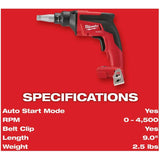 M18 Fuel 18V 1/4" Lithium-ion Cordless Drywall Screw Gun Kit - Tool Only