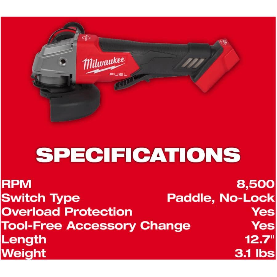 M18 Fuel 18V 4-1/2" - 5" Lithium-ion Cordless Grinder- with Paddle Switch, Tool Only