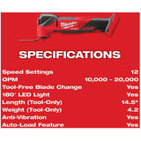 M18 FUEL Oscillating Multi-Tool - 18V, Tool Only