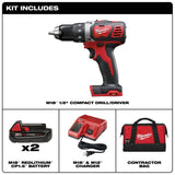 M18 Redlithium Cordless Compact 1/2" Drill Driver Kit – 18V + 2 Batteries + Charger + Tool Bag