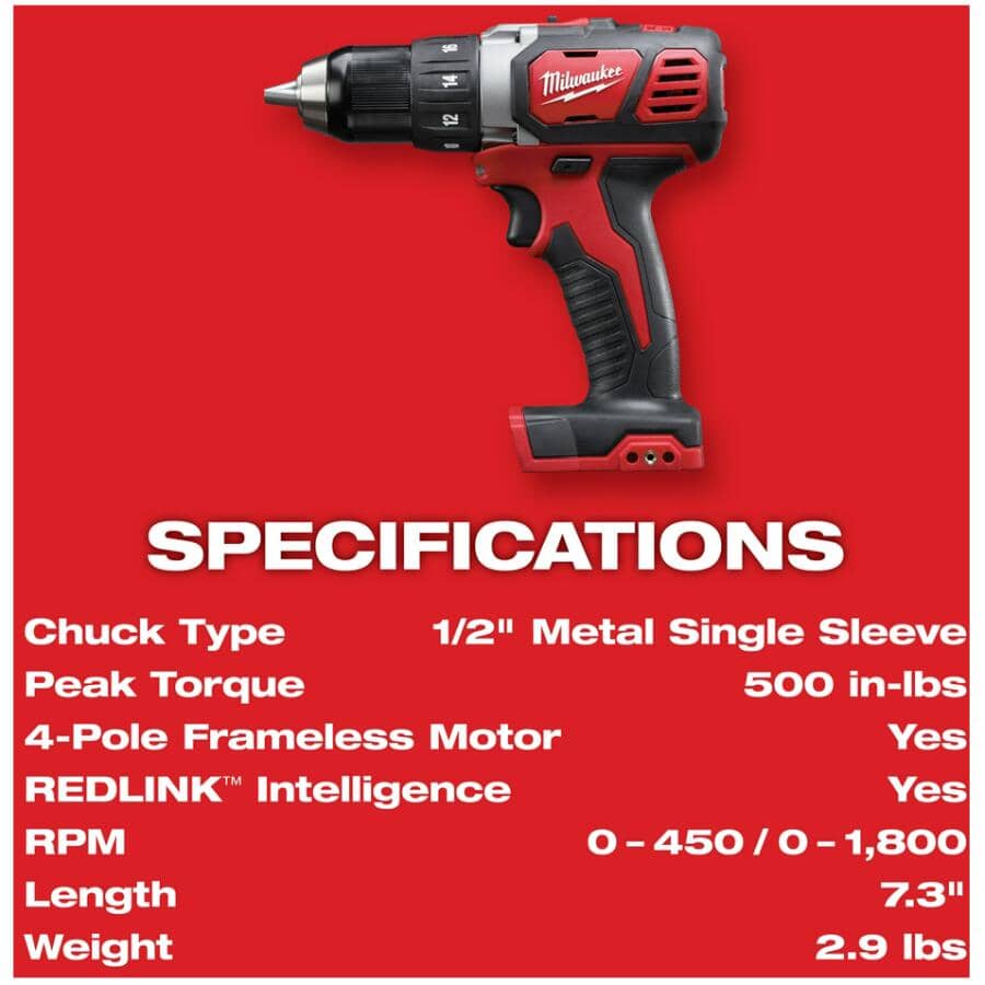 M18 Redlithium Cordless Compact 1/2" Drill Driver Kit – 18V + 2 Batteries + Charger + Tool Bag