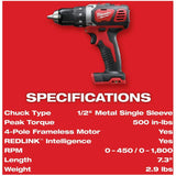 M18 Redlithium Cordless Compact 1/2" Drill Driver Kit – 18V + 2 Batteries + Charger + Tool Bag