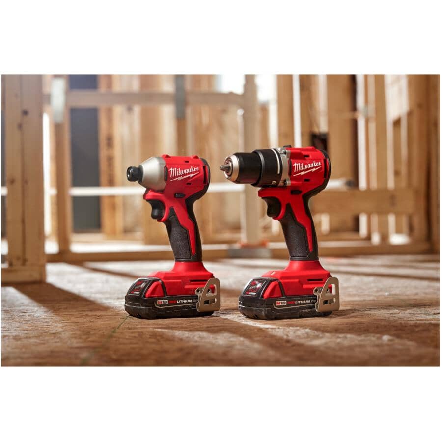 M18 Redlithium Cordless Compact Drill Driver & Impact Driver Combo Kit - 18V + 2 Batteries + Charger + Tool Bag