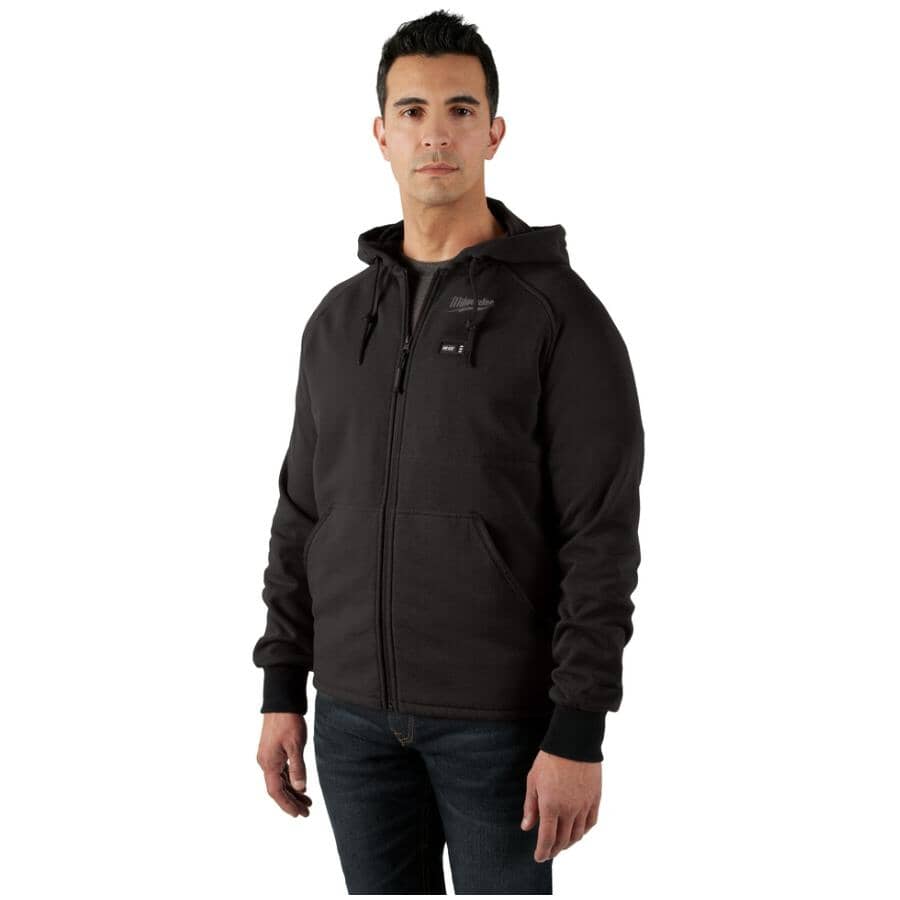 Men's M12 Heated Hoodie with Zipper - Black, Large