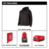 Men's M12 Heated Hoodie with Zipper - Black, Large