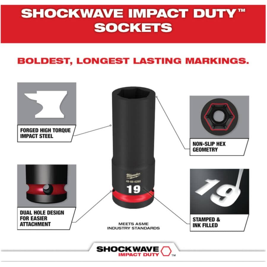 Shockwave Impact Duty 1/2" Drive Metric Deep Socket Set - 14 Piece, with Case
