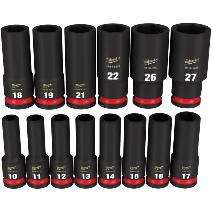 Shockwave Impact Duty 1/2" Drive Metric Deep Socket Set - 14 Piece, with Case