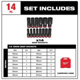 Shockwave Impact Duty 1/2" Drive Metric Deep Socket Set - 14 Piece, with Case
