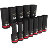 Shockwave Impact Duty 1/2" Drive SAE Deep Socket Set - 12 Piece, with Case