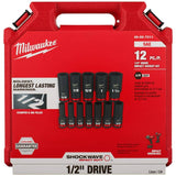 Shockwave Impact Duty 1/2" Drive SAE Deep Socket Set - 12 Piece, with Case