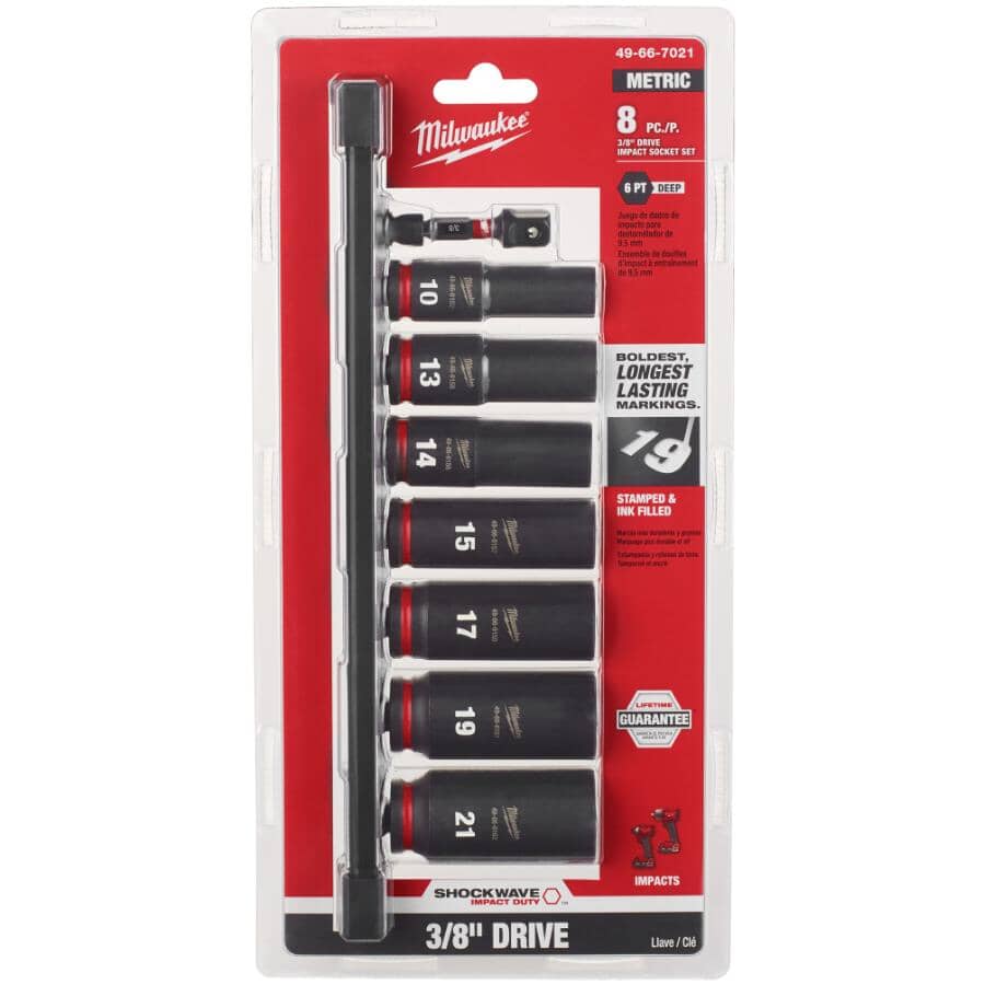 Shockwave Impact Duty 3/8" Drive Metric Deep Socket Set - 8 Piece