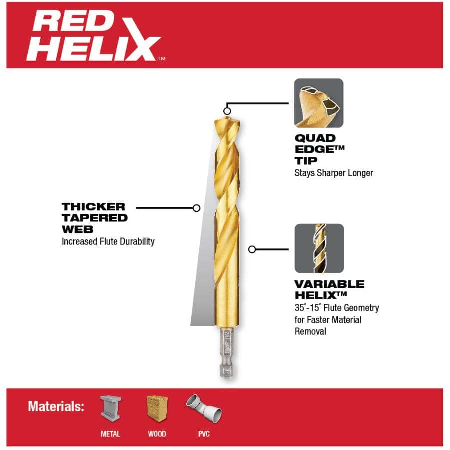 Shockwave Red Helix 1/2" Titanium Drill Bit