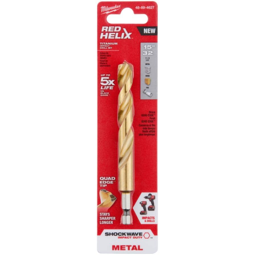 Shockwave Red Helix 15/32" Titanium Drill Bit