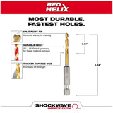Shockwave Red Helix 1/8" Titanium Drill Bit - 2 Piece