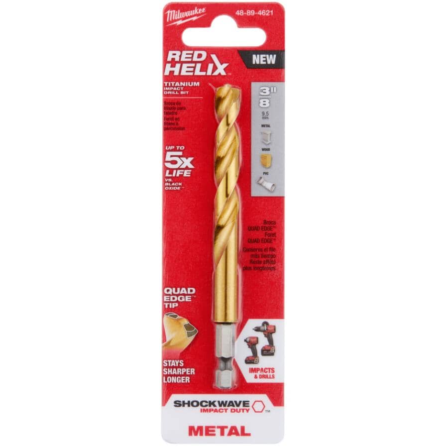 Shockwave Red Helix 3/8" Titanium Drill Bit
