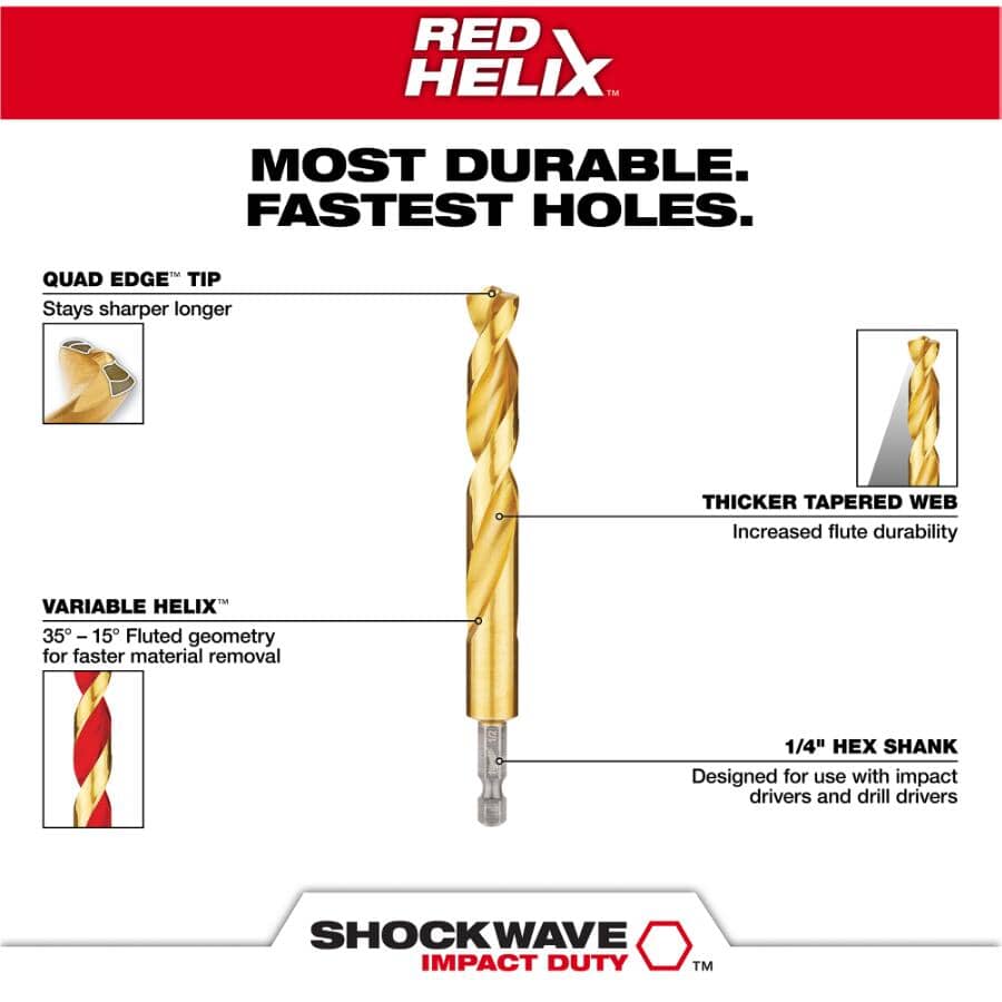 Shockwave Red Helix Titanium Drill Bit Set - 15 Piece