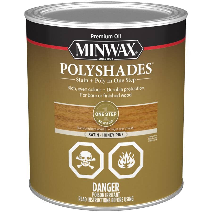 PolyShades Stain & Polyurethane - Satin Honey Pine, 946 ml