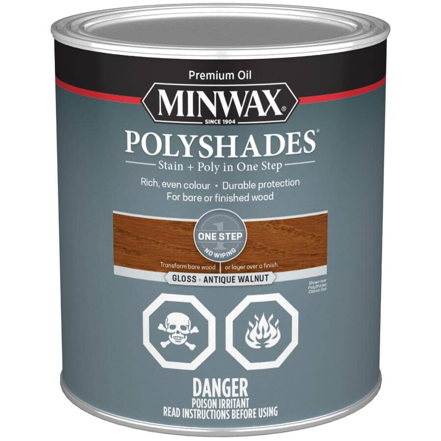 PolyShades Stain & Polyurethane - Gloss Antique Walnut, 946 ml