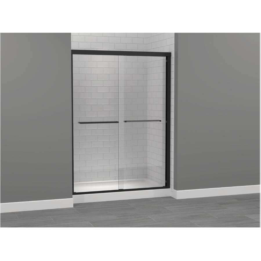 52" to 56" x 73" Maynor Bypass Shower Door - 8mm Glass & Matte Black Trim
