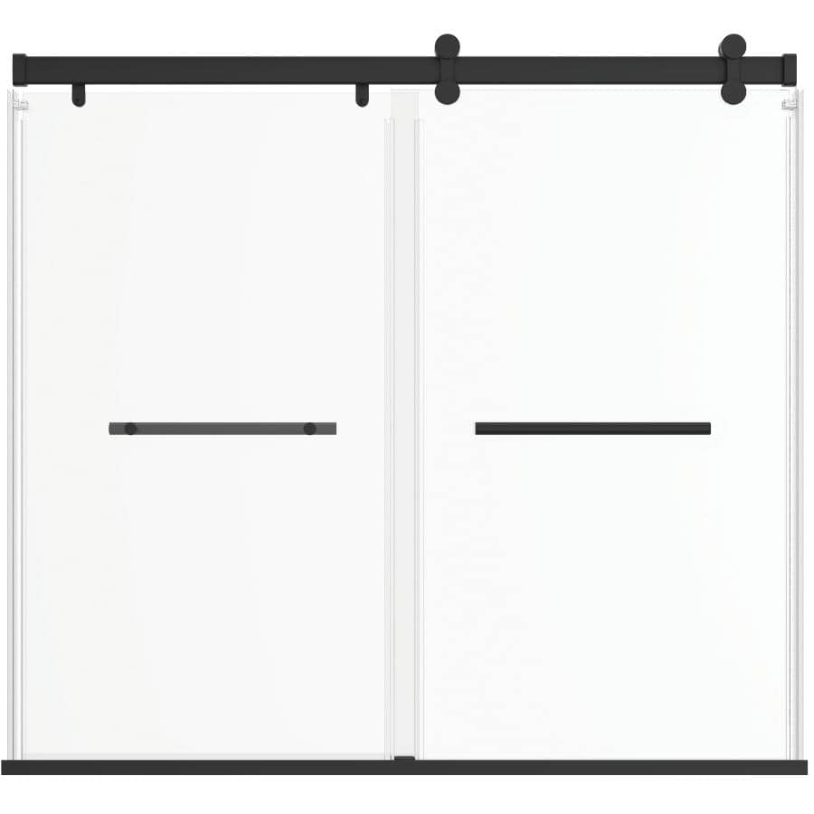 56" to 60" Exploria Sliding Tub Door - with Clear 8mm Glass & Matte Black Trim