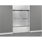 56" to 60" Exploria Sliding Tub Door - with Clear 8mm Glass & Matte Black Trim