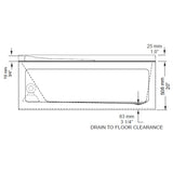 60" x 30" Prescott Acrylic Tub - with Right Hand Drain + Skirt, White