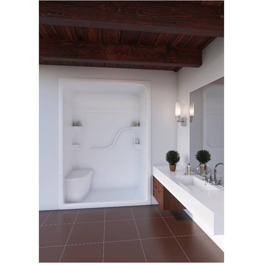 60" x 34.25" Madison 5, 3 Piece Acrylic Shower Cabinet - with Right Hand Drain & Left Seat, White