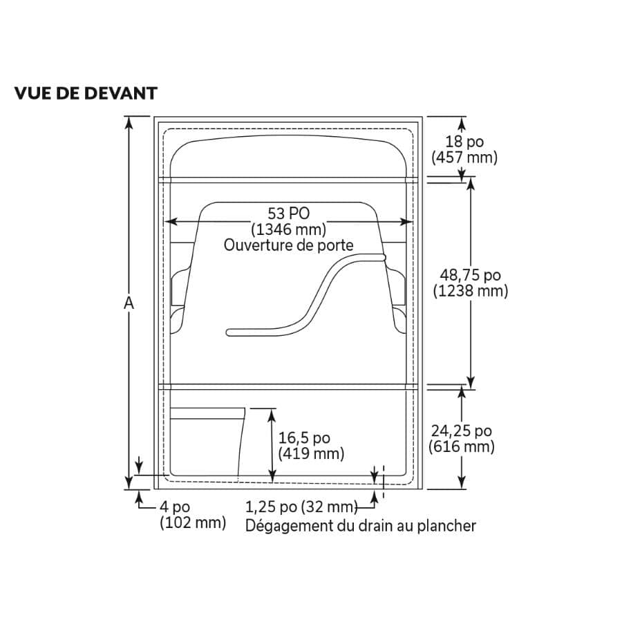 60" x 34.25" Madison 5, 3 Piece Acrylic Shower Cabinet - with Right Hand Drain & Left Seat, White