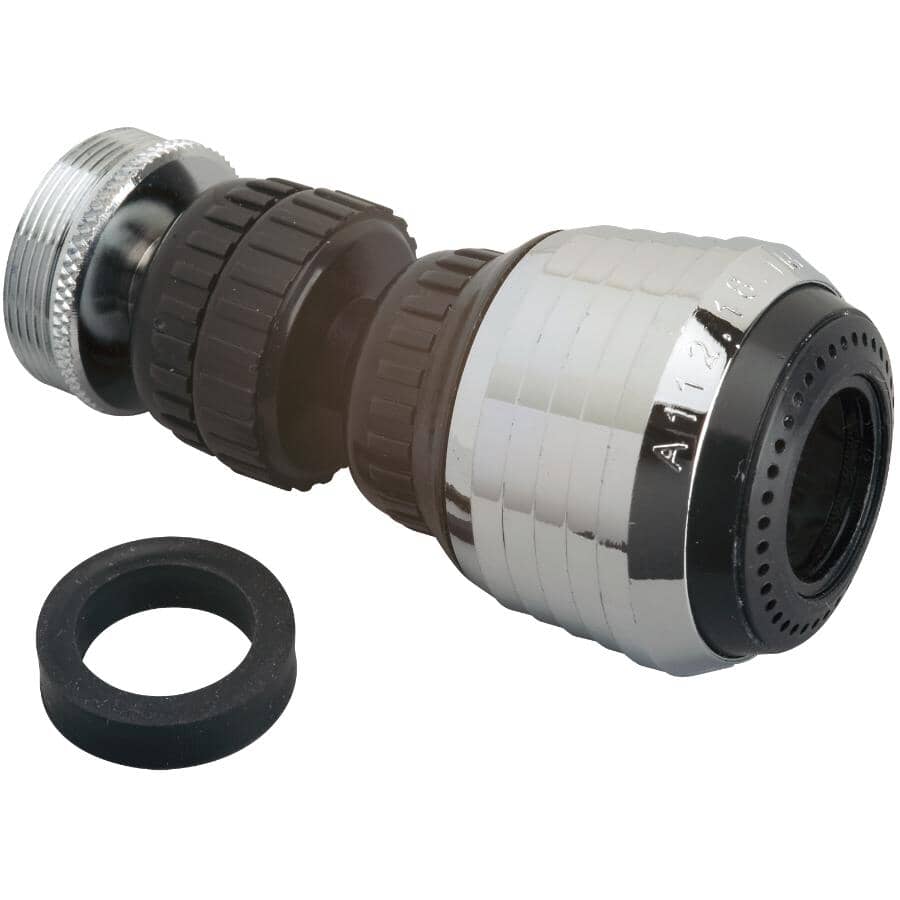 360 Degree Double Swivel Faucet Aerator - Black, 2.5 GPM