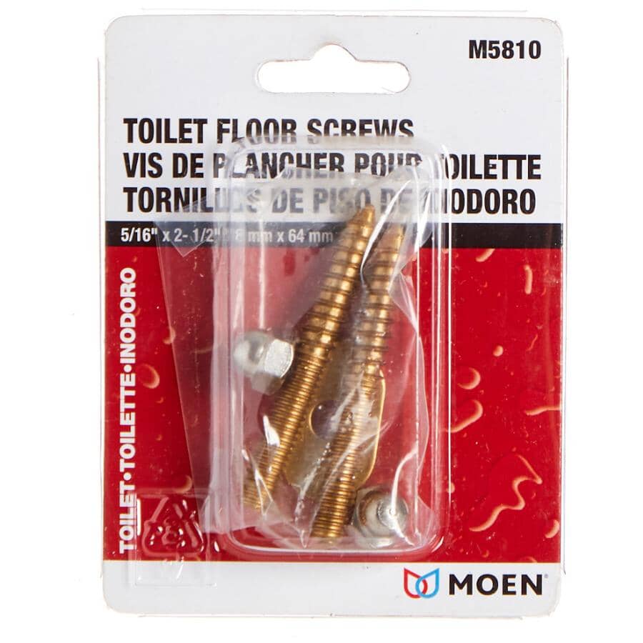 5/16" x 2.5" Solid Brass Toilet Screw Set