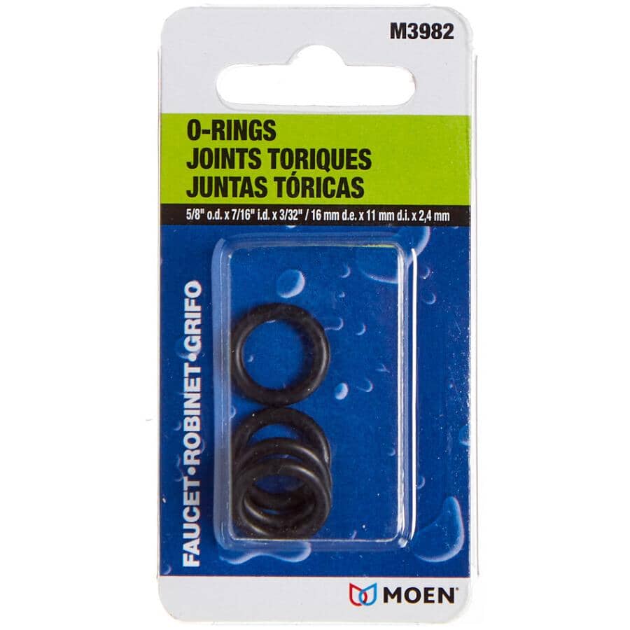 7/16" Inner Diameter x 5/8" Outside Diameter Faucet O-Rings - 4 Pack