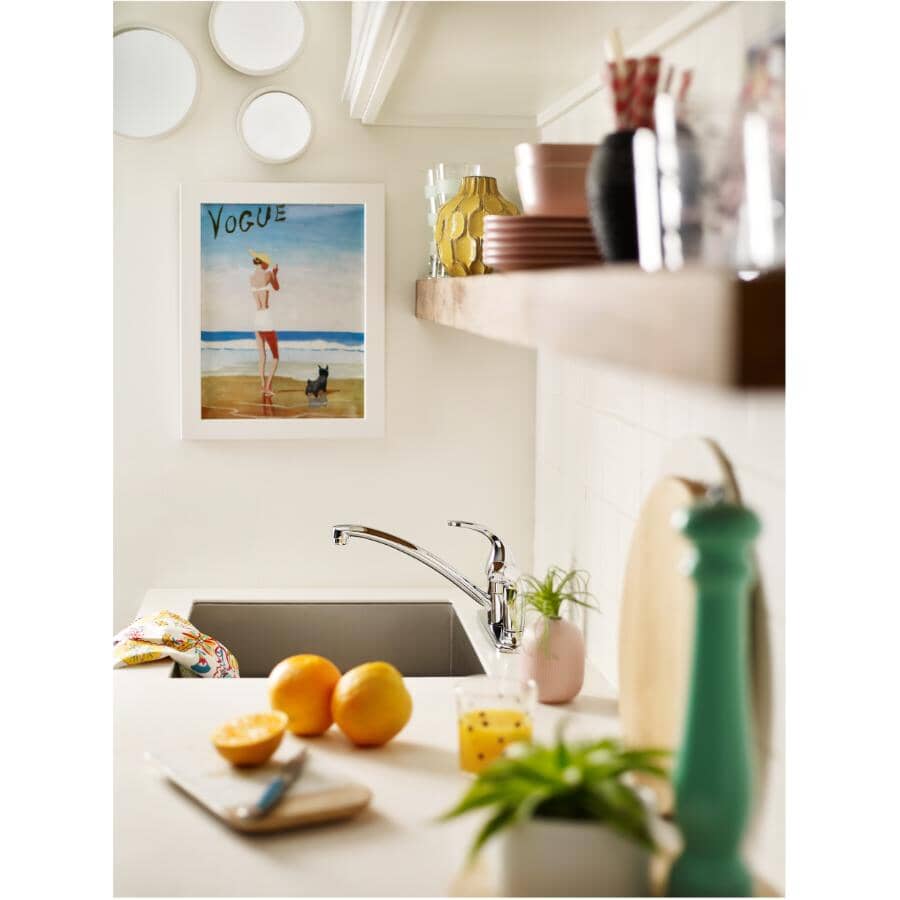 Adler Single Handle Kitchen Faucet - with Side Spray + 3 Holes, Chrome